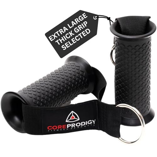 Core Prodigy Heavy Duty Exercise Handles - Grip Attachments for Cable Machine Pulleys, Gym Equipment, Resistance Bands, and Weight Lifting - style: Fat / Thick