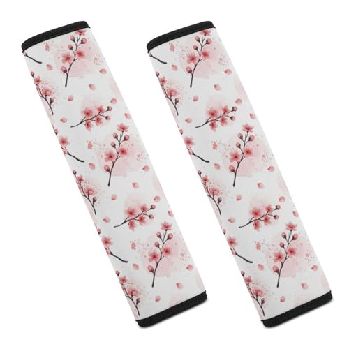 2 Pack Breathable Car Seat Straps Shoulder Pads for Elderly Support, All Vehicles, Cherry Floral Blossom Elegant Pink Flower Seat Belt Cushion, Neck and Shoulder Support - color: Pattern 786