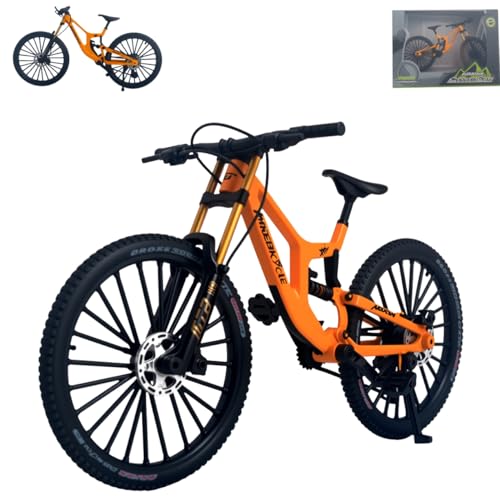 1:8 Scale Mountain Bike Toy DS Die-Cast Mini Finger Bicycle Model Toy Bicycle Figurine Desktop Decoration DH Alloy Bike Action Figurine Toy for Cake Topper Crafts (Yellow) - color: Yellow