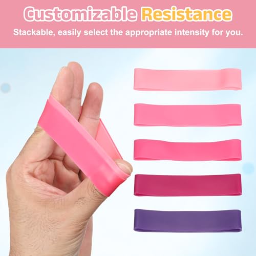 Finger Resistance Bands, Level Finger Grip Strengthener Grip Forearm Thumb Exerciser - color: Pink Series