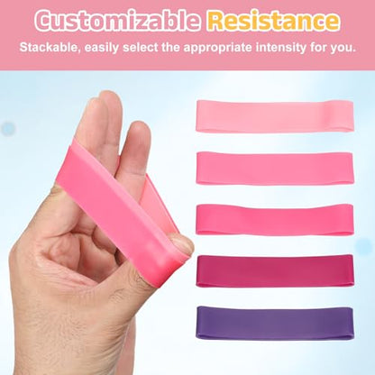 Finger Resistance Bands, Level Finger Grip Strengthener Grip Forearm Thumb Exerciser - color: Pink Series
