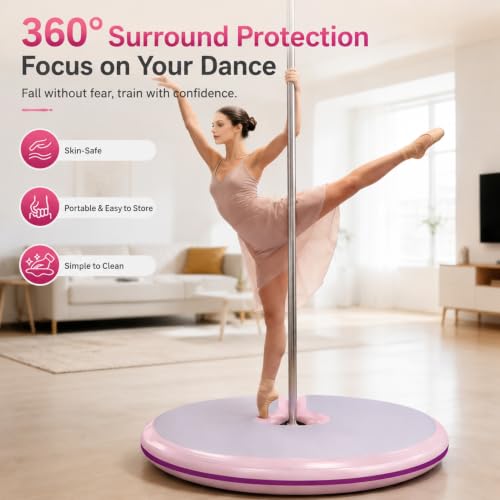 Pole Dance Crash Mat, Inflatable Safety Cushion, Folding Crash Exercise Pad, Non-Slip Base, Waterproof, Manual Pump Included for Home & Studio - size: 100*10cm/39.4*3.94in