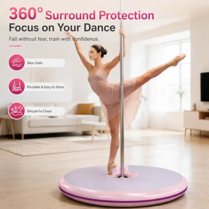 Pole Dance Crash Mat, Inflatable Safety Cushion, Folding Crash Exercise Pad, Non-Slip Base, Waterproof, Manual Pump Included for Home & Studio - size: 100*10cm/39.4*3.94in