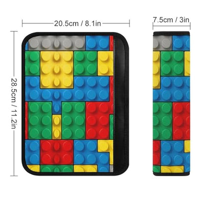2 Pack Construction Colorful Bedding Brick Red Yellow Green Blue Grey Seat Belt Shoulder Pad Breathable Shoulder Harness Cover for Child, All Vehicles, Neck and Shoulder Support - color: Pattern 986
