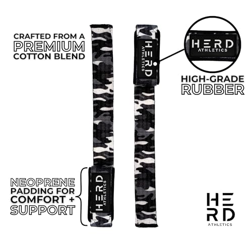 Lifting Wrist Straps – 23" Length x 1.5" Width – Padded Neoprene Cotton Straps for Weightlifting, Powerlifting, Functional Training, Strength Training & Deadlifts – Heavy Duty Grip Support - color: Grey Camo