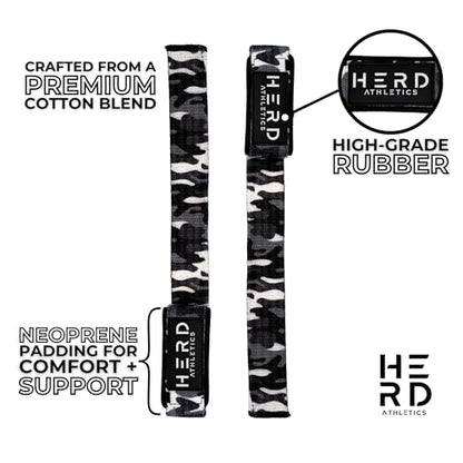 Lifting Wrist Straps – 23" Length x 1.5" Width – Padded Neoprene Cotton Straps for Weightlifting, Powerlifting, Functional Training, Strength Training & Deadlifts – Heavy Duty Grip Support - color: Grey Camo