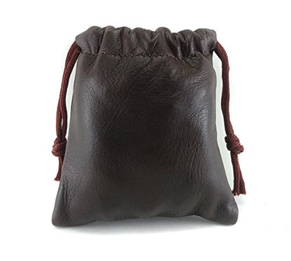 3 Pack Lambskin Leather Drawstrings Pouch: Brown, 11.5cm X 11.5cm… - color: Brown