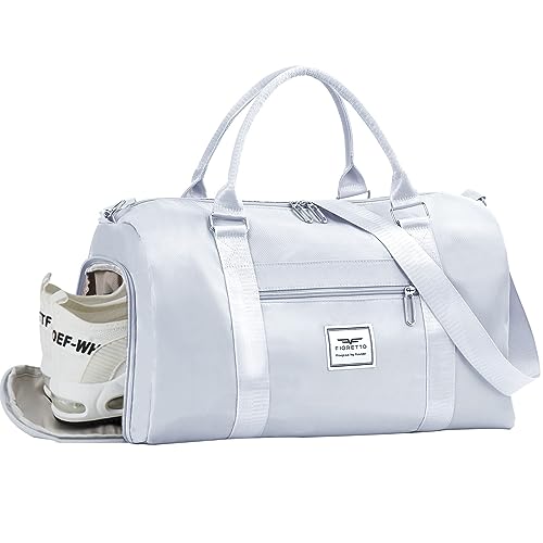 FIORETTO Womens Gym Tote Duffle Bag with Wet Pocket & Shoe Compartment, Sports Duffel Overnight Weekender Hospital Workout Carry on Bag for Girls, Ideal for Travel, Swimming, Dance, Ballet Grey - color: Grey, style: Gym Bag