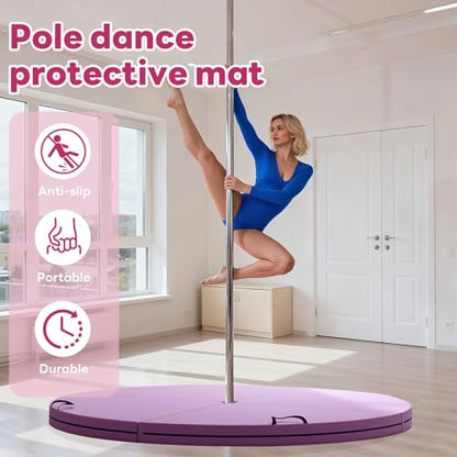 Pole Dance Exercise Mat, Round PU EPE Padding Crash Pads, Lightweight Foldable Design for Home, Gym, Yoga