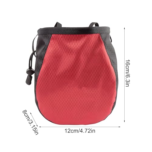 Bouldering Chalk Bag Waterproof Adjustable Leakproof | Drawstring Chalk Belt Pouch for Outdoor Weight Lifting Training Mountaineering Climber Athlete Instructor - color: Black red
