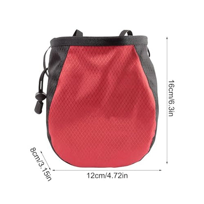 Climbing Chalk Bag Adjustable Waterproof Pouch | Drawstring Chalk Belt Pouch for Outdoor Weight Lifting Training Mountaineering Climber Athlete Instructor - color: Black red