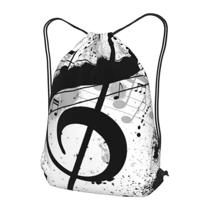 Music Note Drawstring Backpack String Bag Gym Sackpack Lightweight Waterproof Sport Bag for Women Men - color: Music Note