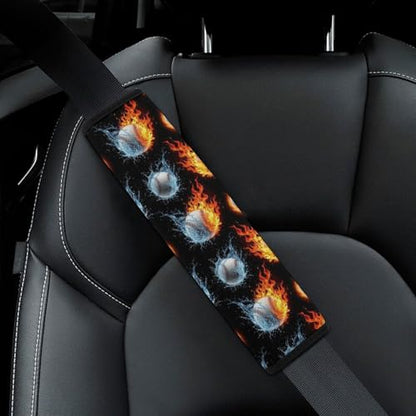 2 Pack Fire Water Baseball Car Seat Straps Shoulder Pads Soft Padded Seat Belt Cushion for Kids, All Vehicles, Pressure Relief - color: Pattern 269