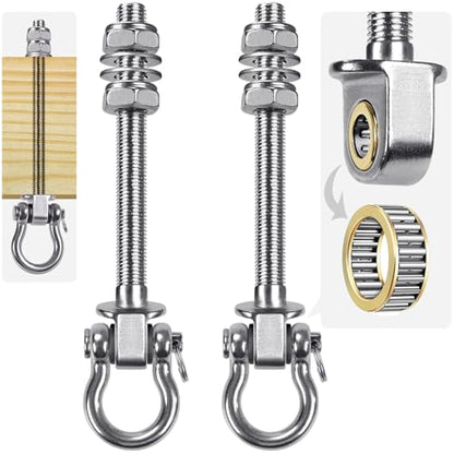 SELEWARE Heavy Duty Swing Hangers with Silent Bearings, 1500LB Capacity Stainless Steel Swing Hardware Kit (2 Pack), M10 x 6 4/5" Bolts for Wood/Steel Beams, Porch Swings, Yoga Hammocks, Gym Rings - color: U (6 4/5 inch, 2 Pack)