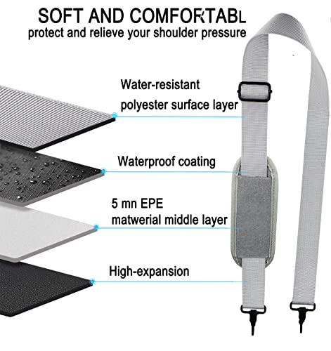 Shoulder Strap, Durable 55" Universal Replacement Laptop Shoulder Strap, Adjustable Comfortable Belt with Metal Hooks for Briefcase, Computer Messenger Bag, Laptop Case Luggage/Duffel/Camera, (Grey) - color: Grey
