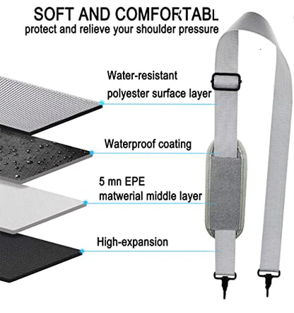 Shoulder Strap, Durable 55" Universal Replacement Laptop Shoulder Strap, Adjustable Comfortable Belt with Metal Hooks for Briefcase, Computer Messenger Bag, Laptop Case Luggage/Duffel/Camera, (Grey) - color: Grey