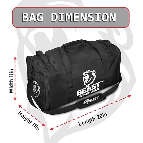 Gym Duffle Bag- Workout, Boxing, MMA, Sports Bag with Shoes Compartment and Adjustable Shoulder Strap for Men and Women (Black) - color: Black