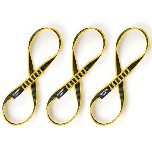 18mm Nylon Climbing Sling Runner 23KN CE2008/EN566 Certified - Webbing Straps for Outdoor Rock Climbing, Rappelling, Swing, Yoga Hammock etc - color: Yellow, size: 30cm/ 12inch |Pack of 3