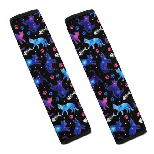 2 Pack Universal Fit Seat Belt Shoulder Pad for Kids, Car Seats Pushchair Strollers High Chair Pushchair, Black Purple Cat Shoulder Protector, Anti-Slip Pad - color: Pattern 802