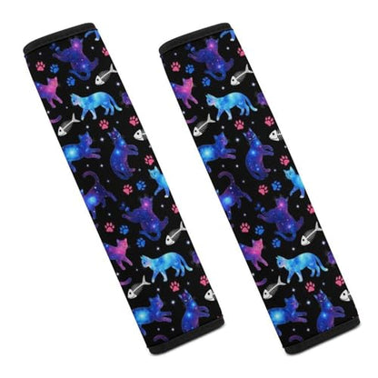2 Pack Universal Fit Seat Belt Shoulder Pad for Kids, Car Seats Pushchair Strollers High Chair Pushchair, Black Purple Cat Shoulder Protector, Anti-Slip Pad - color: Pattern 802