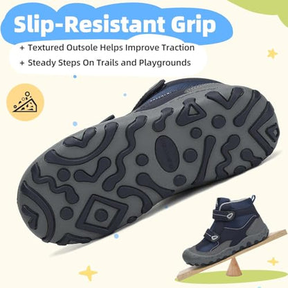 Mishansha Kids Water Resistant Hiking Boots, Boys Girls Anti Collision Anti-Skid Athletic Outdoor Adventure Trekking Shoes - color: Blue/Dark Blue/Gray, size: 7.5 Toddler