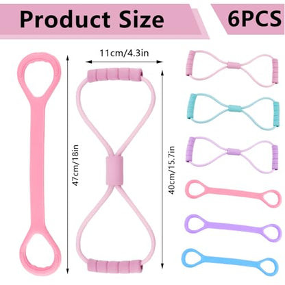 2 Pack Figure 8 Resistance Band, Workout Stretch Bands for Exercise, Arm Back Shoulder Fitness Elastic Rope Equipment for Yoga Pilates Physical Therapy Stretching Training - color: 6Pcs