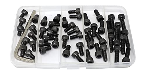 iexcell 50 Pcs M6 x 8/10/12/16/20 Alloy Steel 12.9 Grade Hex Socket Head Cap Screws Bolts Assortment Kit, Black Oxide Finish - size: M6 x 8/10/12/16/20mm