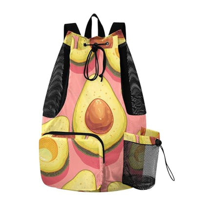 GuoChe Drawstring Backpacks Gym Swim Bag With Inside Pockets Pull String Bag Waterproof Cute Avocados Hot Blush - color: Cute Avocados Hot Blush