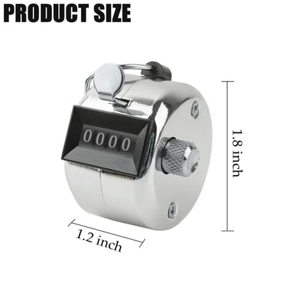BGJRBY Metal Hand Tally Clicker Counter, 4-Digit Number Display for Coaching, Knitting, Lap, Fishing, Golf and Row Sport with 2-Nylon Lanyard,Silver