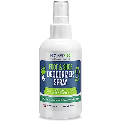 Rocket Pure Natural Foot and Shoe Deodorizer Spray, Deodorant and Odor Eliminator for Smelly Feet, Smell Remover, Formulated with Essential Oils, Made in the USA, Cedar, 4 fl oz