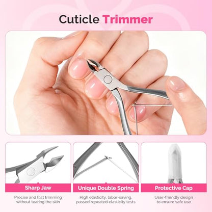MelodySusie Nail Care Kit Nail Prep Set Cuticle Remover | Cuticle Trimmer,Cuticle Pusher, Nail File and Buffer Blocks,Portable Cuticle Oil and Ingrown Toenail Removal Tool,13Pcs - size: 13Pcs Lavender