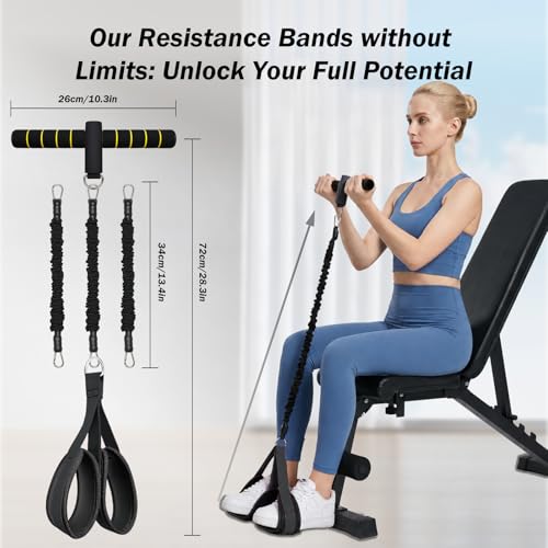 Resistance Bands with Handles, 6-Tube Elastic Pedal Resistance Band for Working Out, Durable Natural Rubber Exercise Bands, Multifunction Exercise Equipment for Abdomen, Waist, Arm, Leg Stretching - color: Upgraded-Black