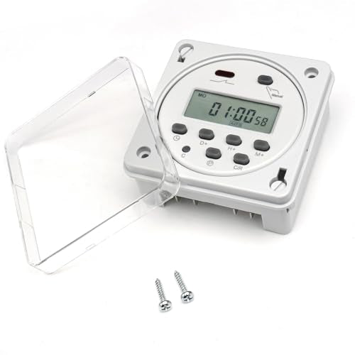 Baomain Time Switch Relay with 4 x Terminal Cable & Waterproof Cover,Digital LCD Programmable Timer,12V DC/AC Input,200-250V 16A Output,28 Programs Daily/Weekly Schedule,CN101A - size: Timer with Terminal Cable & Cover