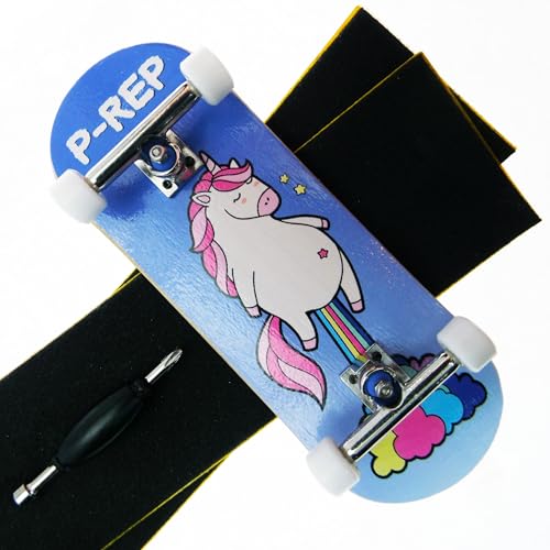 P-REP V2 Pro Performance Complete Wooden Fingerboard kit with Urethane Wheels and Bushings 32mm - Smell the Rainbow - color: Smell the Rainbow