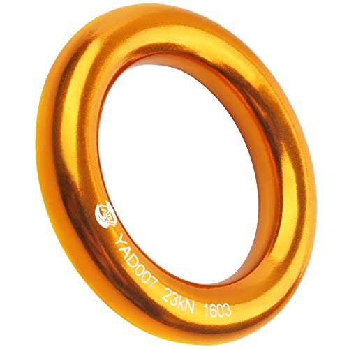 PROND Aluminum Rappel Ring, Climb Perfect Tension Aluminum Alloy O-Ring, 23KN Rappel Rings for Rock Climbing Arborist and Hammock - color: Gold - 1 Pcs/Pack