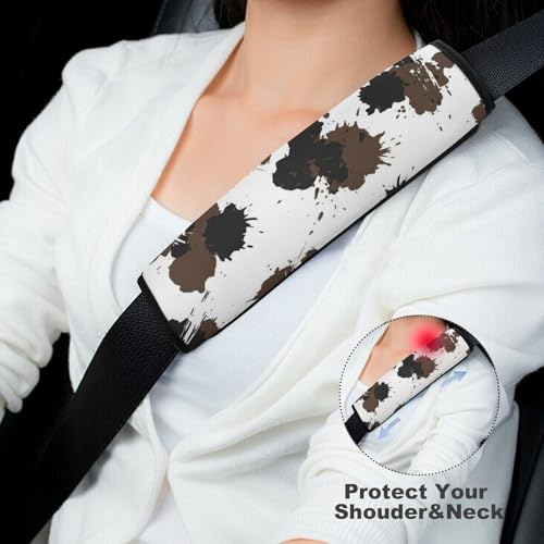 2 Pack Cow Print Dark Brown Seat Belt Shoulder Pad Universal Soft and Comfortable Seat Belt Covers Cushion for Kids, Most Cars, Comfortable Driving - color: Pattern 4