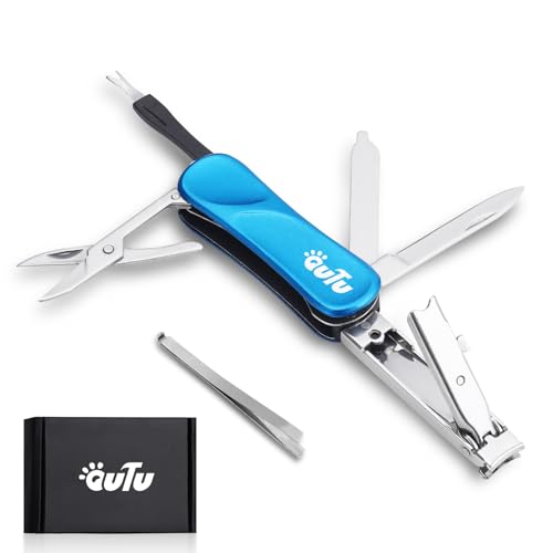 OUTU Keychain Nail Clippers Multitool, 7 in 1 EDC Utility Tool with Nail Clipper, Scissors, Manicure Sets Gifts for Him Men Husband Dad Boyfriend (Blue) - size: Blue