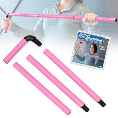 RangeMaster ShoulderWand Therapy Stretching Tool│Collapsible Stretching Bar│Physical Therapy Tool for Recovery and Increasing Motion (Pink) - color: Pink