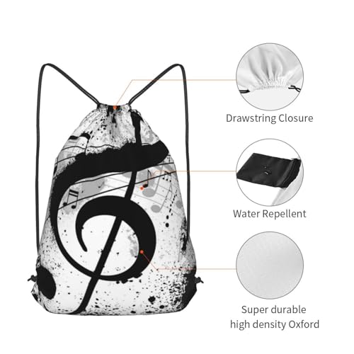 Music Note Drawstring Backpack String Bag Gym Sackpack Lightweight Waterproof Sport Bag for Women Men - color: Music Note