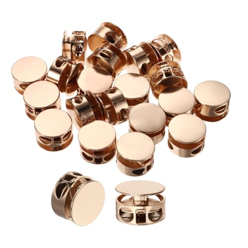 PATIKIL Cord Locks, 20Pcs Round Double Hole Spring Toggle Stopper for Drawstring Bag Shoelaces, Gold Tone