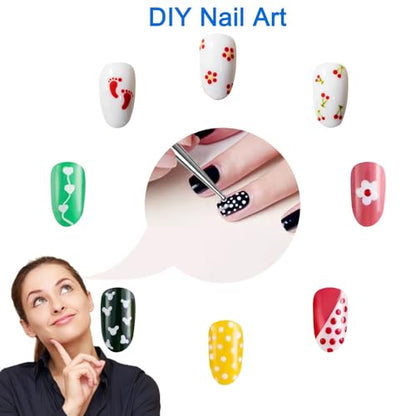 Manicure Kit for Women, 2-Piece Stainless Steel Nail Tools with Double-Ended Cuticle Pusher & Cuter, Gel Polish Remove Tool & Nail Dotter Pen for Nail Art, Home and Salon - size: Dotting Pen
