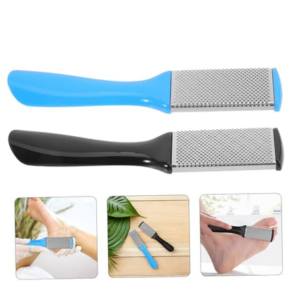 2PCS Double Sided Stainless Steel Pedicure Foot File with Sandpaper and Mesh for Callus Removal Foot Rasp Tool for Hard Skin Treatment Random Color Random Color