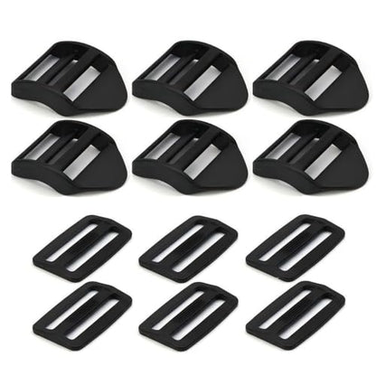 Ladder Lock Tri Glide Slide - Adjustable Strap Clips for Backpack/Gear Straps - Fits 3/4",1",1-1/4",1-1/2",2" Webbing - color: 6-pack for 1-1/2" Webbing