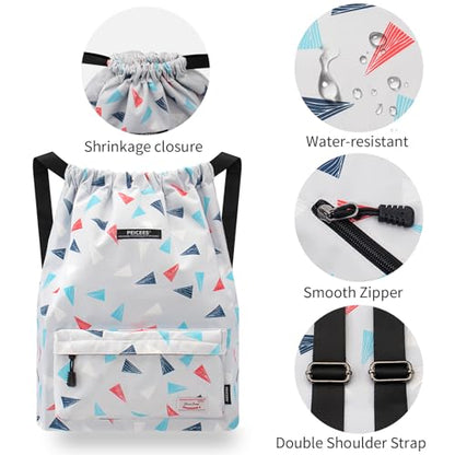 Peicees Waterproof Drawstring Sport Bag Lightweight Sackpack Backpack for Men and Women | Waterproof - color: X_diamond