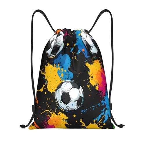Drawstring Sports Backpacks - Lightweight Swim Gym Bags for Women Men String Sackpack for Beach Travel Yoga(Medium, Sports Football) - color: Sports Football, size: Medium
