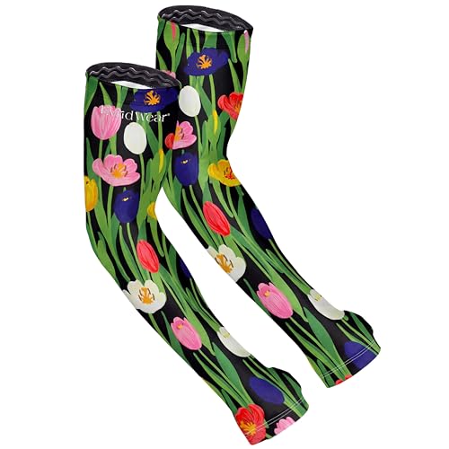 Evridwear Gardening Sleeves,UV Protection Cooling Arm Sleeve Women Men | UPF 50+ UV Sun Protection,Scratch Resistant Cover,for Farming,Driving,Outdoor - color: Tulip Garden, size: X-Small