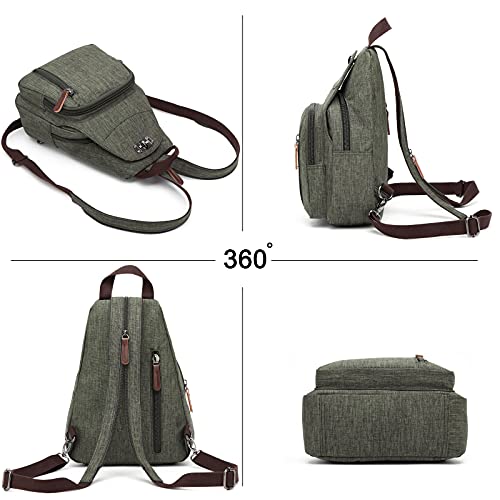 FANDARE Retro Sling Chest Backpack Multipurpose Crossbody Shoulder Bag - color: Armygreen
