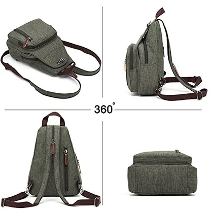 FANDARE Retro Sling Chest Backpack Multipurpose Crossbody Shoulder Bag - color: Armygreen