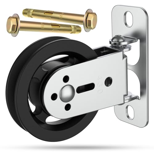 3.5 IN/88 MM Wall Mount Gym Pulley Weight System, 180° Rotation Silent Cable Pulley Wheel Block, Steel Bracket Cable Attachment for Squat Rack, Home Gym, DIY Fitness Equipment - color: Black-1pc