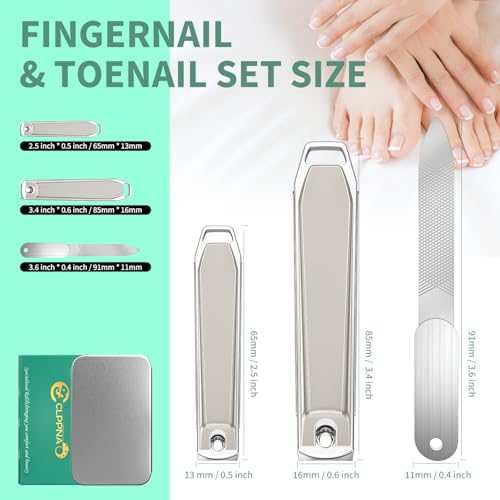 Nail Clippers for Men with Catcher, CLPPNA 2-Pack Large & Small Anti-Splash Nail Clippers Set, Ultra Sharp Sturdy Fingernail and Toenail Clipper Cutters for Men Women, Nickel Color - style: Gold(3PCS Big&Small)